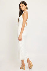 White Bodycon Dress Halter Neck