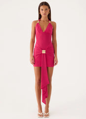 Miyah Halter Hardware Mini Dress - Berry